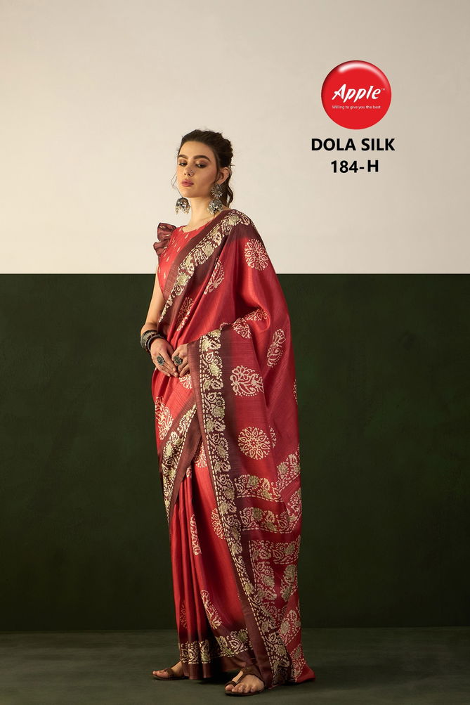 Dola 184 By Apple Printed Dola Silk Sarees Wholesale Clothing Suppliers In India
